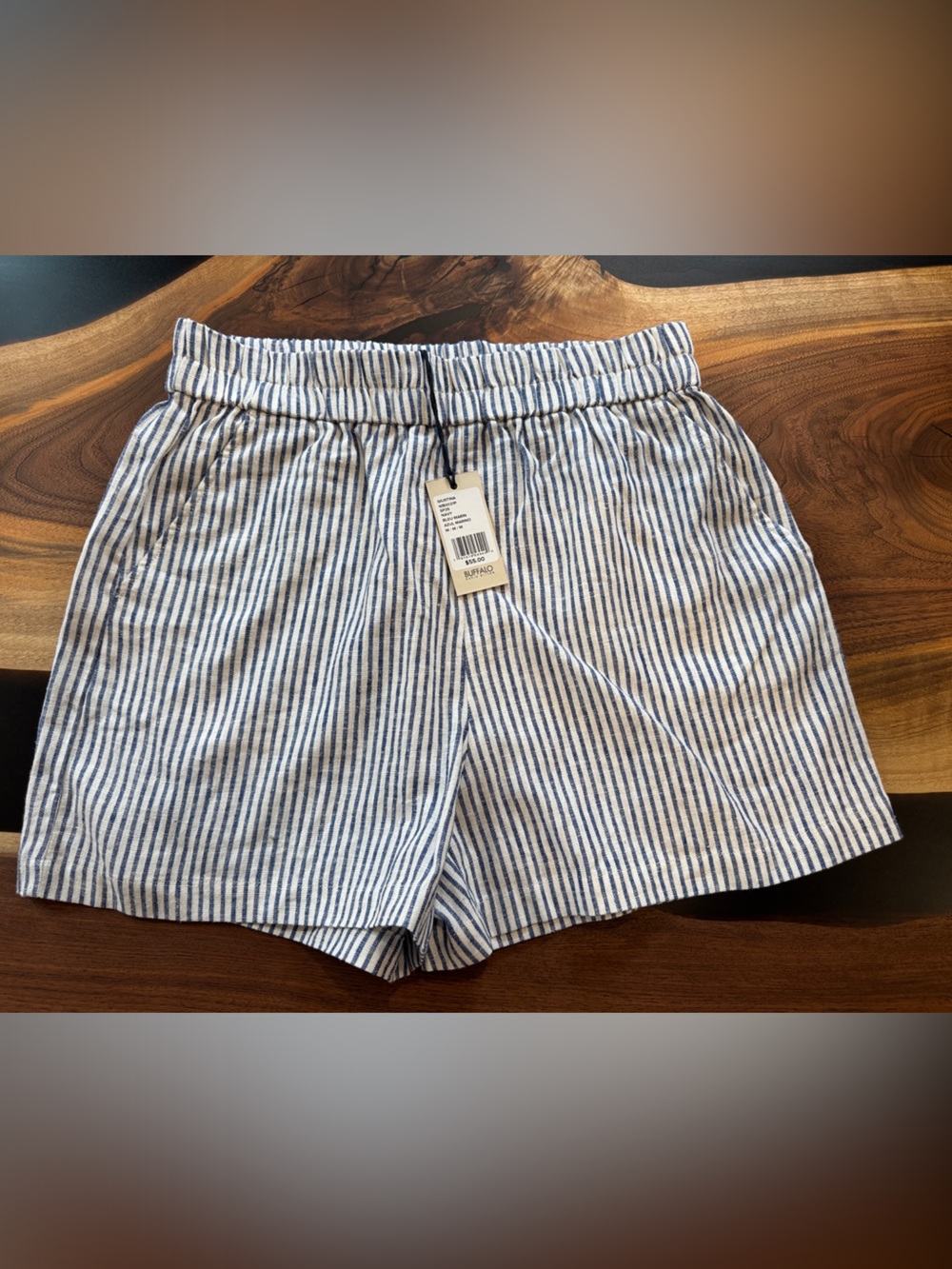 Striped Blue and White womens buffalo Shorts